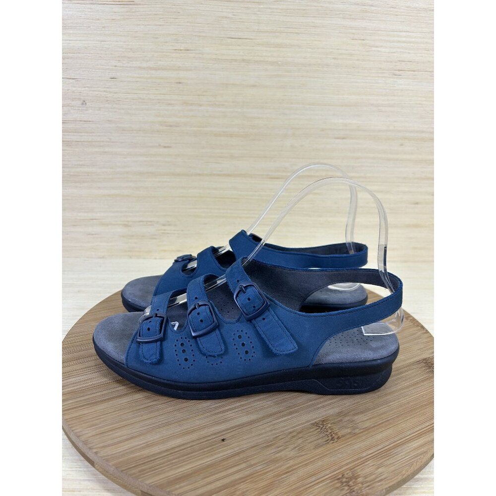 SAS Trio II Blue Leather Slingback Sandals Womens Size 7.5